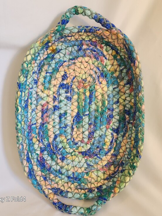 Other - Handwoven Oval Home Art Tray - Blue & Pastel